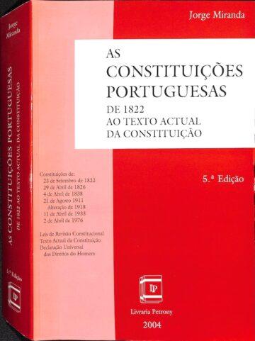 Capa do livro As constituições portuguesas de 1822 ao presente