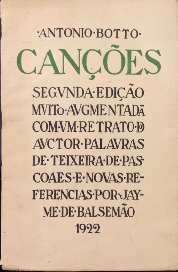 António Botto, Canções, Olisipo, Lisboa, 1922