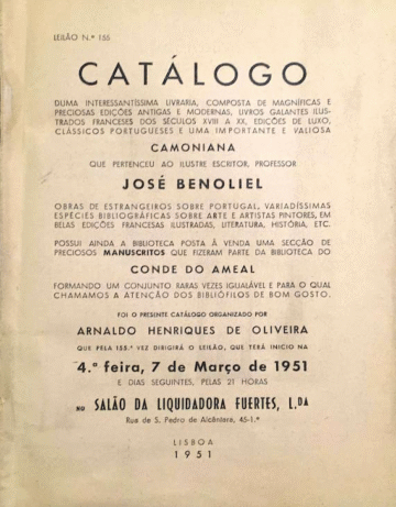 Catálogo de Camoneana que pertenceu a José Benoliel