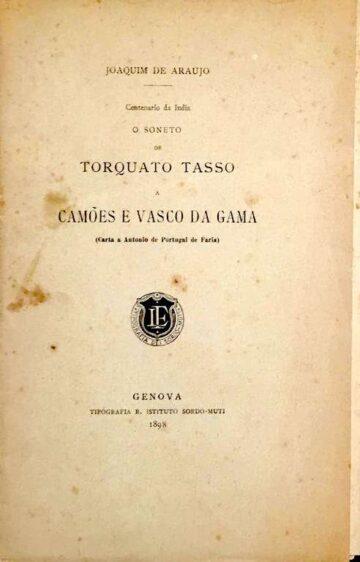 Centenário da Índia O soneto de Torquato Tasso a Camões e Vasco da Gama (Carta a António de Portugal de Faria)