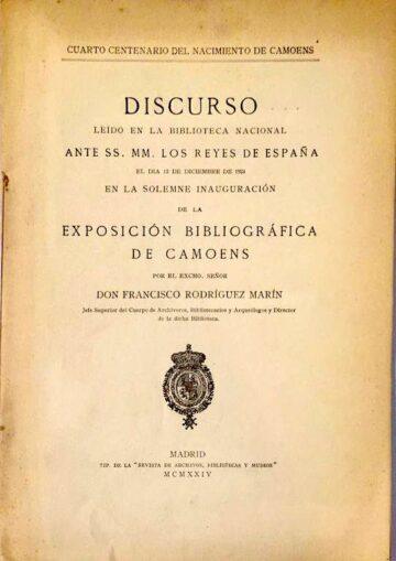 Discurso na Inauguração da Exposición Bibliográfica de Camoens