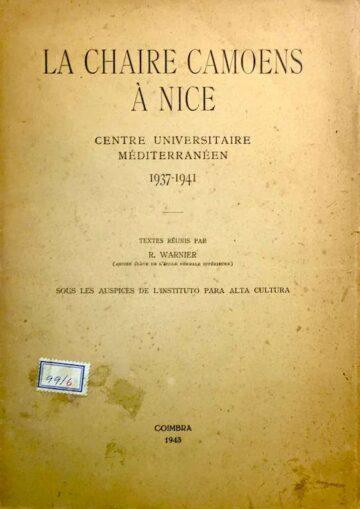 La chaire de Camoens à Nice, 1937-1941