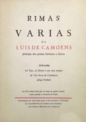 Rimas Várias de Luis de Camoens dedicadas ao Tejo, ao Zêzere e aos seus aminhos de Vila Nova de Constância antiga Punhete