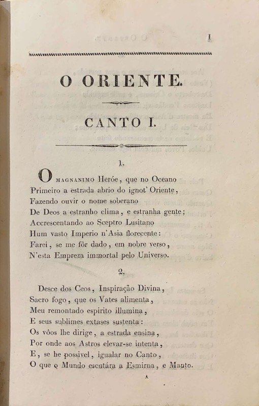 José Agostinho de Macedo, O Oriente, poema épico, Impressão Régia, Lisboa, 1827