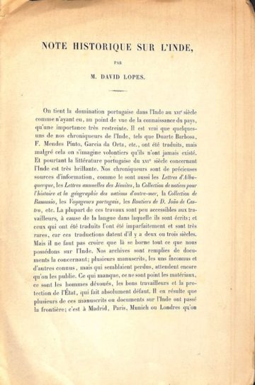 Note historique sur l'Inde