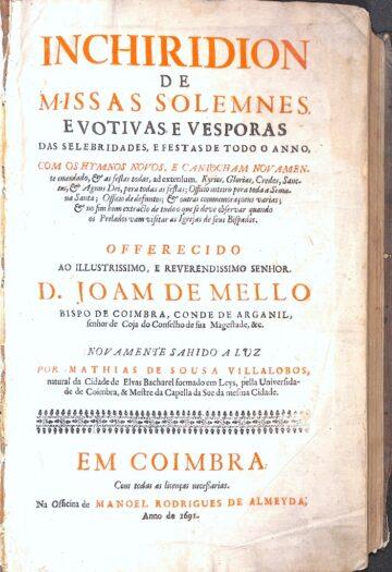 frontispício livro Inchiridion de missas solemnes 1691