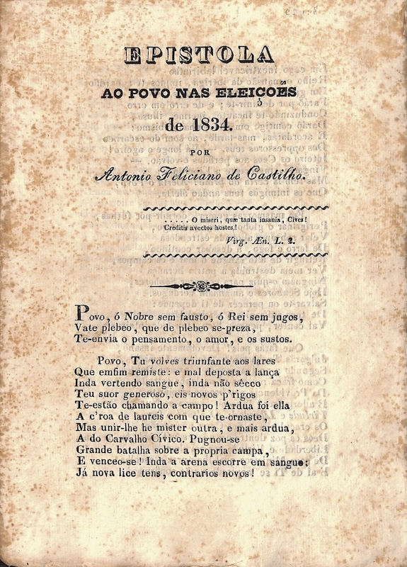 Capa de panfleto António Feliciano de Castilho