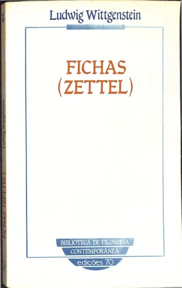 Capa do livro Fichas (Zettel) Fragmentos de Wittgenstein