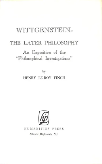 capa do livro Wittgenstein: The Later Philosophy