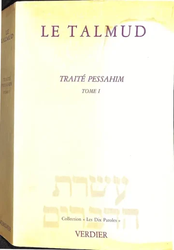 Capa de «Le Talmud — Traité Pessahim, Tome I» — Collection Les Dix Paroles, Verdier